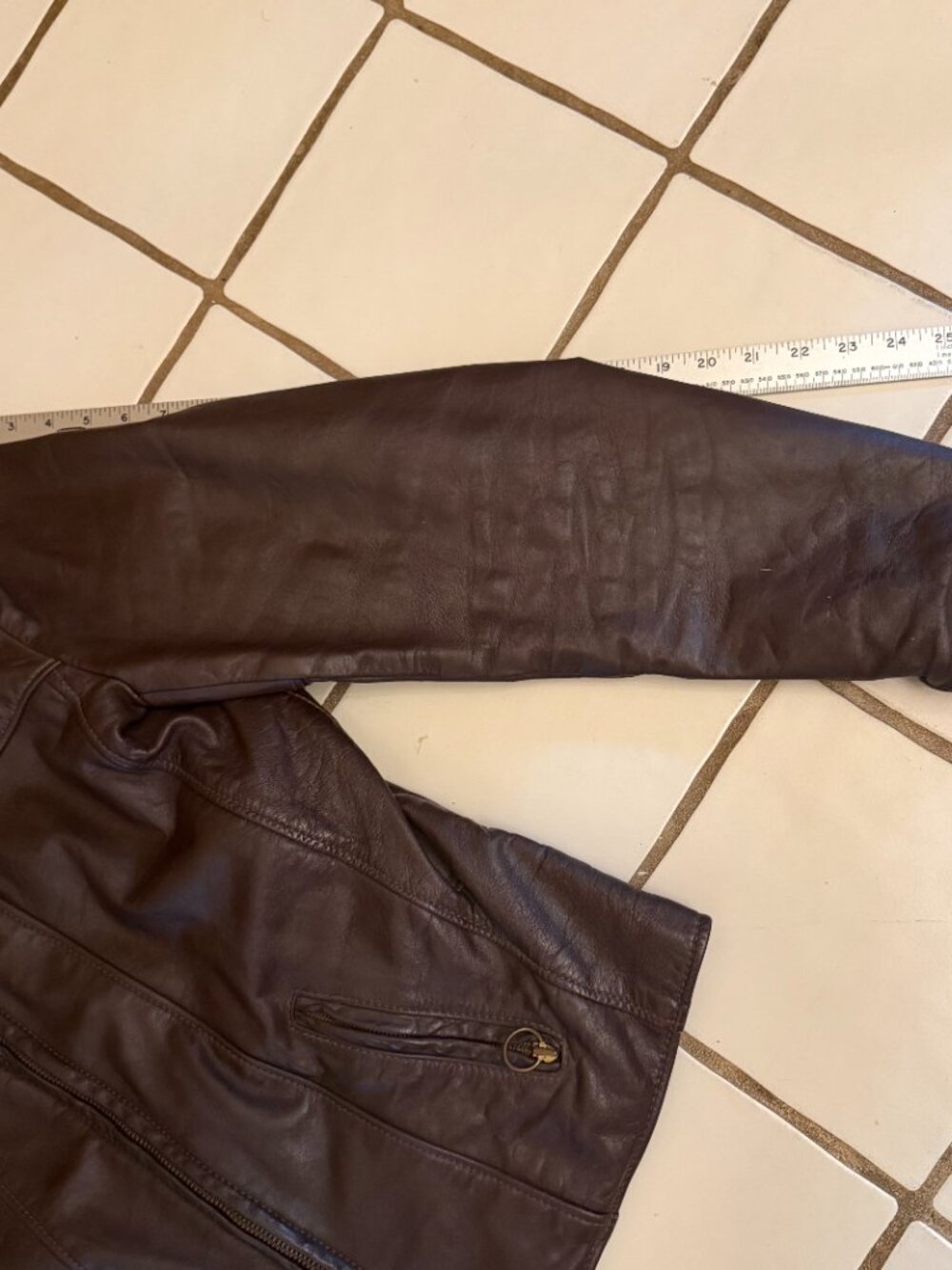 Vintage 70s/80s Brooks Leather Sportswear Cafe Racer Jacket w/ Faux Fur Liner - Picture 9 of 12
